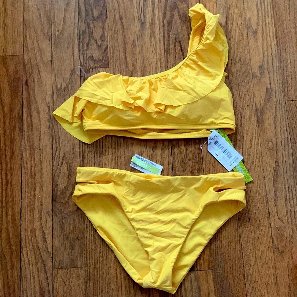 Gianni Bini Bright Yellow Ruffle Bikini Set